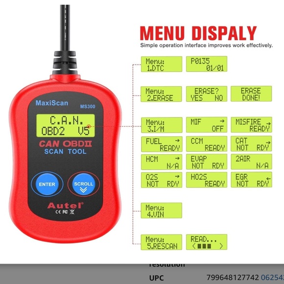 New Autel MS300 OBD2 Scanner Code Reader, Turn Off Check Engine Light - Picture 5 of 15